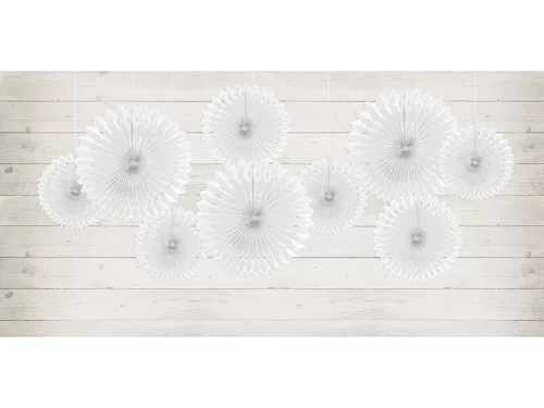 Photo du produit 3 Rosaces éventails en papier blanc 20, 25 et 30 cm