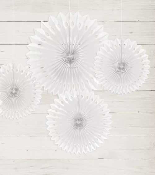 Photo du produit 3 Rosaces éventails en papier blanc 20, 25 et 30 cm