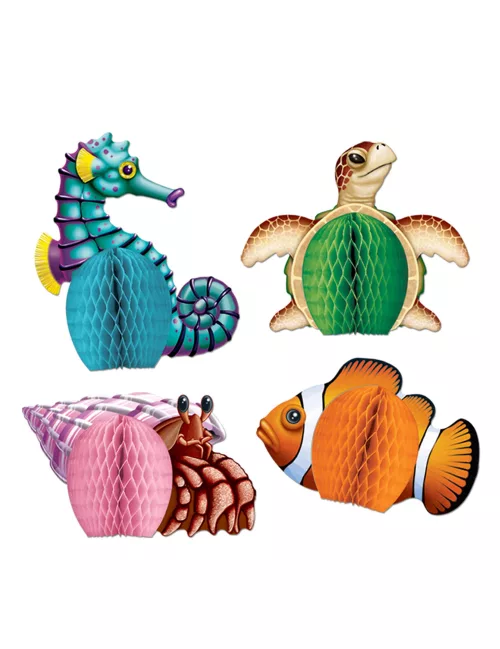Photo du produit 4 Mini centres de table en papier Créatures de la Mer 14 cm