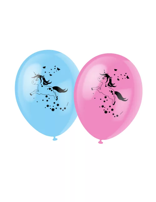 Photo du produit 6 Ballons en latex licorne magique bleus 30 cm