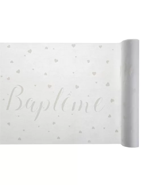 Photo du produit Chemin de table intissé Baptême blanc 30 cm x 5 m