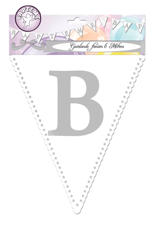 Photo du produit Guirlande fanions Baptême 6 mètres