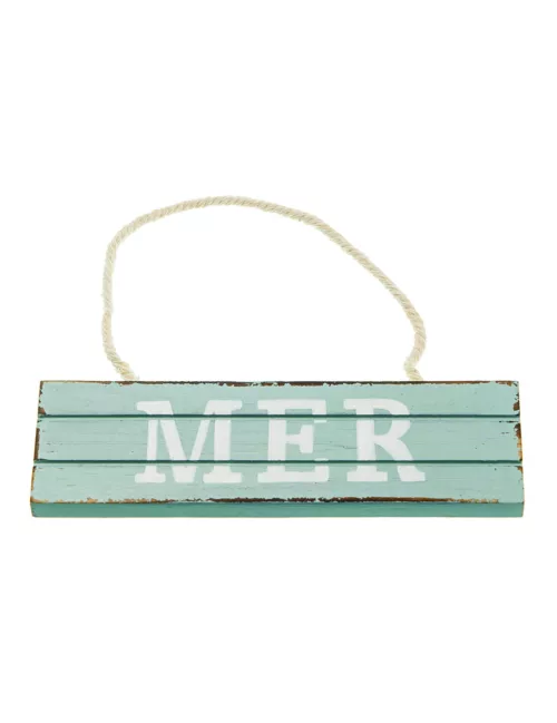 Photo du produit Pancarte à suspendre en bois Mer bleue 15 x 4,5 cm