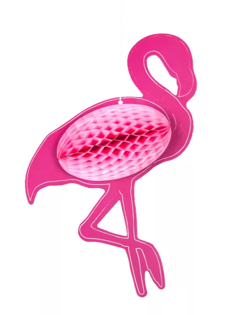 Photo du produit Suspension flamant rose alvéolée 31 x 17 cm
