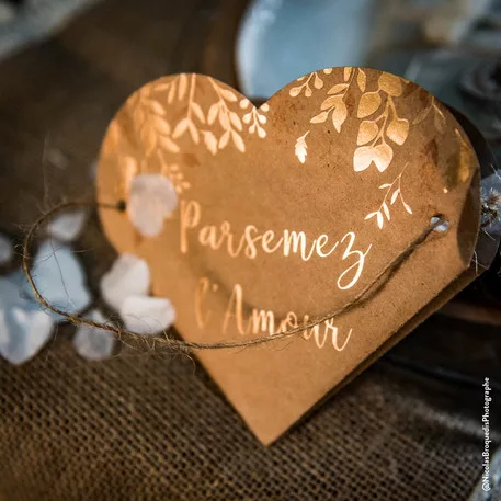 Photo du produit 10 Sacs c?ur végétal Parsemez l'amour kraft et bronze 12 x 13 cm