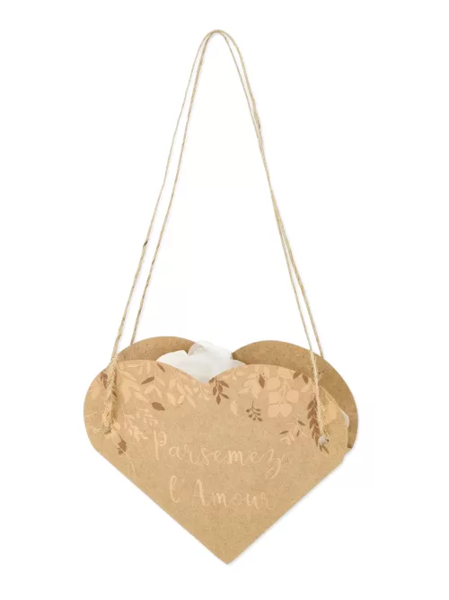 Photo du produit 10 Sacs c?ur végétal Parsemez l'amour kraft et bronze 12 x 13 cm