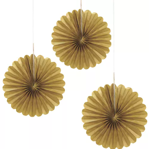 Photo du produit 3 Mini rosaces en papier dorés 15 cm
