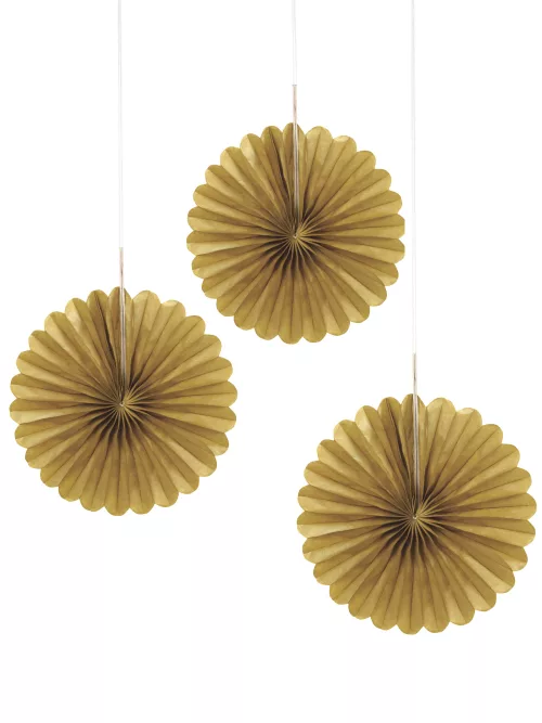Photo du produit 3 Mini rosaces en papier dorés 15 cm