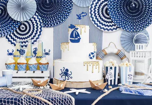 Photo du produit 3 Rosaces en papier bleu marine 23, 32 et 40 cm