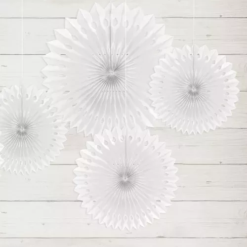 Photo du produit 3 Rosaces éventails en papier blanc 20, 25 et 30 cm