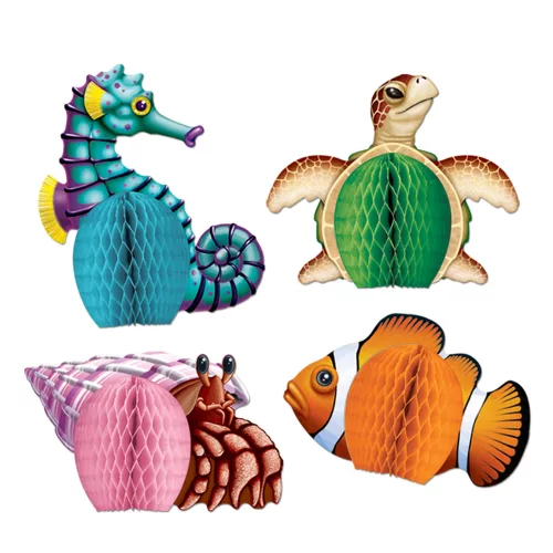 Photo du produit 4 Mini centres de table en papier Créatures de la Mer 14 cm