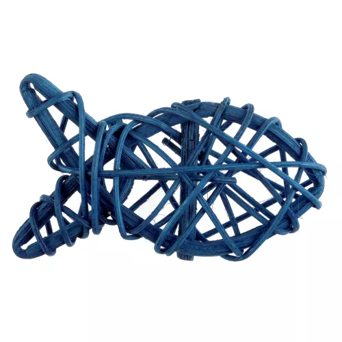 Photo du produit 4 Poissons en rotin bleus 7 cm