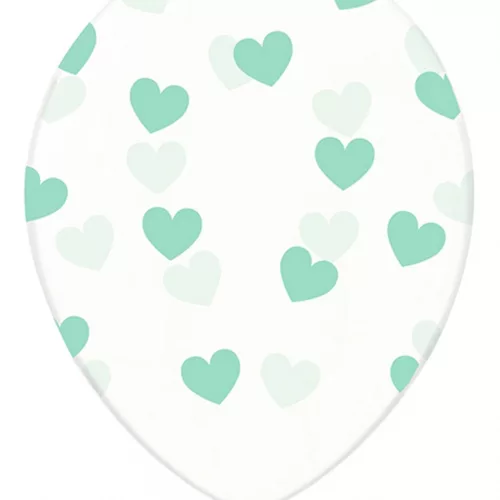 Photo du produit 6 Ballons en latex transparents avec c?urs menthe 30 cm