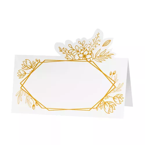 Photo du produit 6 Marque-places fleuris dorés 8 x 6 cm