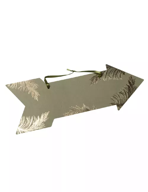 Photo du produit Flèche signalétique pampa kaki et dorure or 39 x 14,5 cm