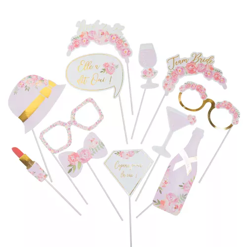 Photo du produit Kit photobooth 12 accessoires EVJF Fleuri