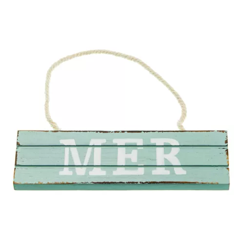 Photo du produit Pancarte à suspendre en bois Mer bleue 15 x 4,5 cm