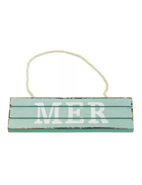 Photo du produit Pancarte à suspendre en bois Mer bleue 15 x 4,5 cm
