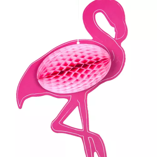 Photo du produit Suspension flamant rose alvéolée 31 x 17 cm