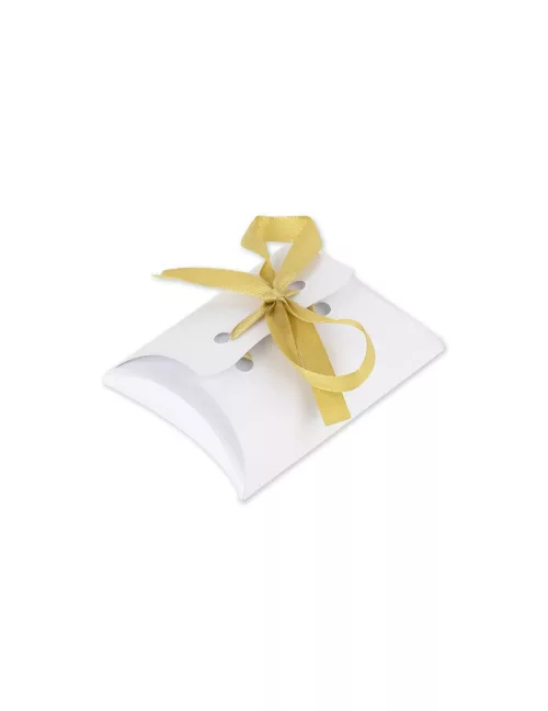 Photo du produit 10 Boites blanches avec ruban satin or 10 x 7,5 cm