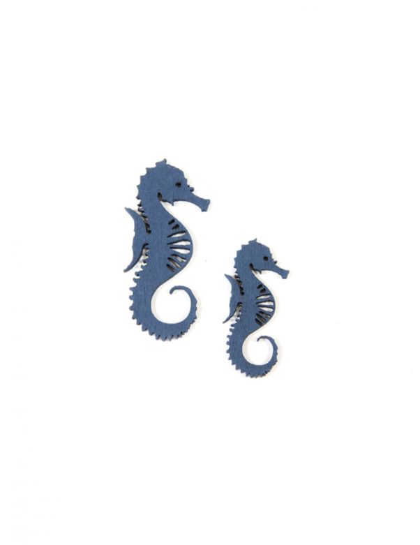 Photo du produit 10 Confettis en bois hippocampe bleus 6 et 4,5 cm