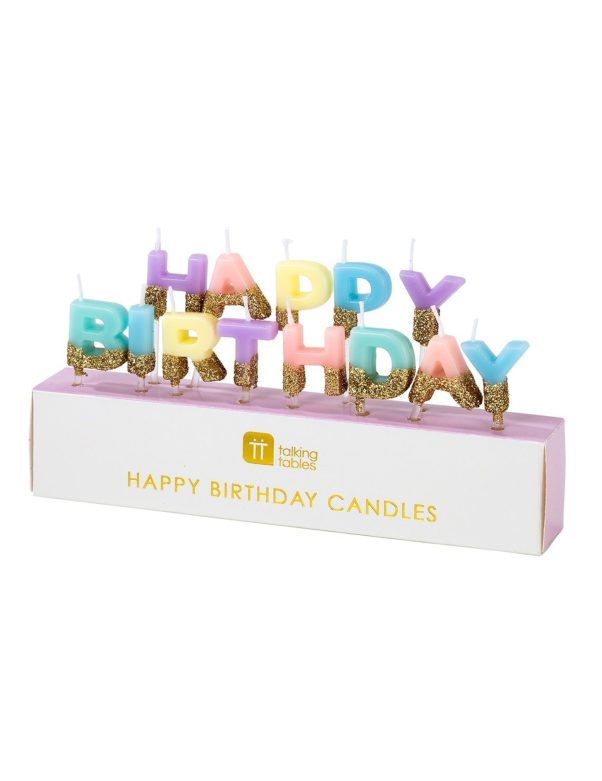 Photo du produit 13 Bougies Happy Birthday pastel et dorées