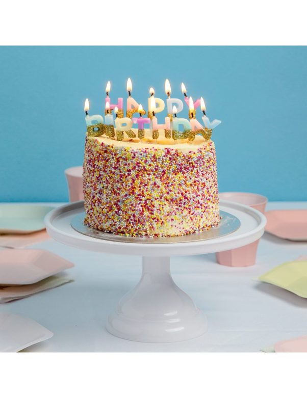 Photo du produit 13 Bougies Happy Birthday pastel et dorées