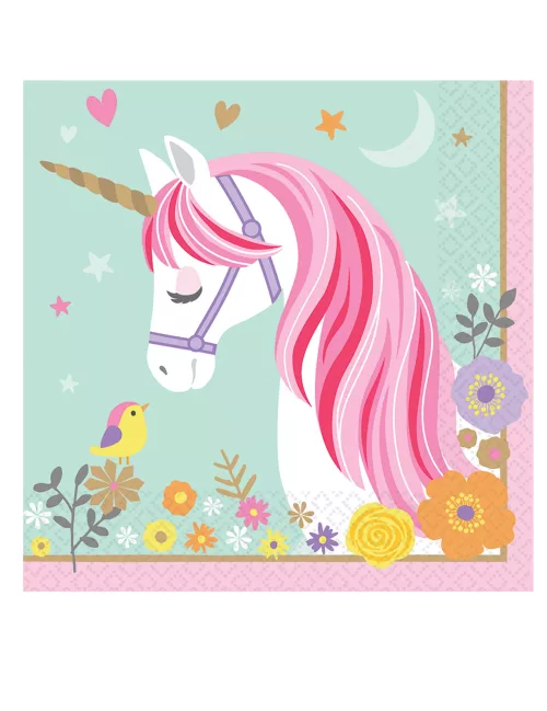 Photo du produit 16 Serviettes en papier jolie licorne magique 33 x 33 cm