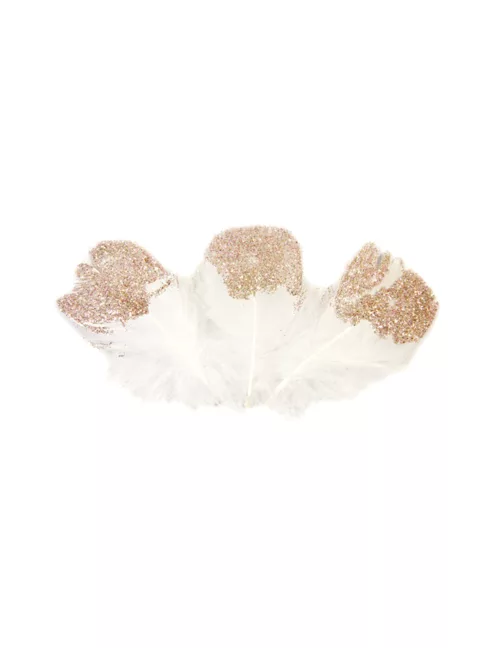 Photo du produit 25 Plumes pailletées blanches et rose gold 7,5 cm