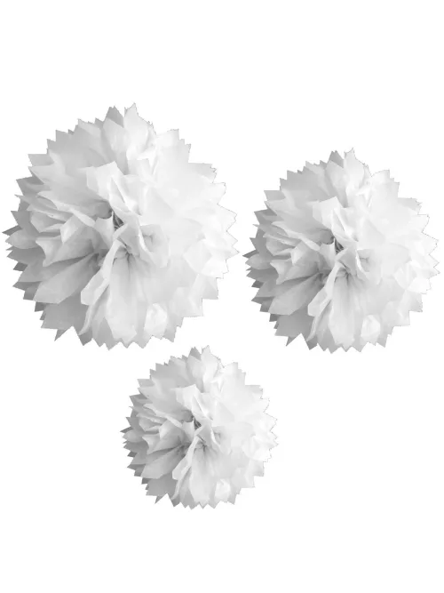 Photo du produit 3 Pompons en papier blanc 20, 30 et 40 cm