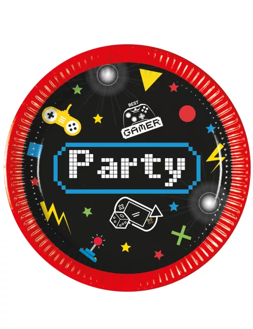 Photo du produit 8 Petites assiettes en carton Gaming Party 20 cm