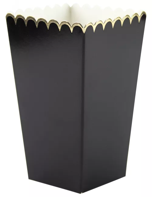 Photo du produit 8 Boîtes à pop-corn noires et or 12,5 x 7 cm