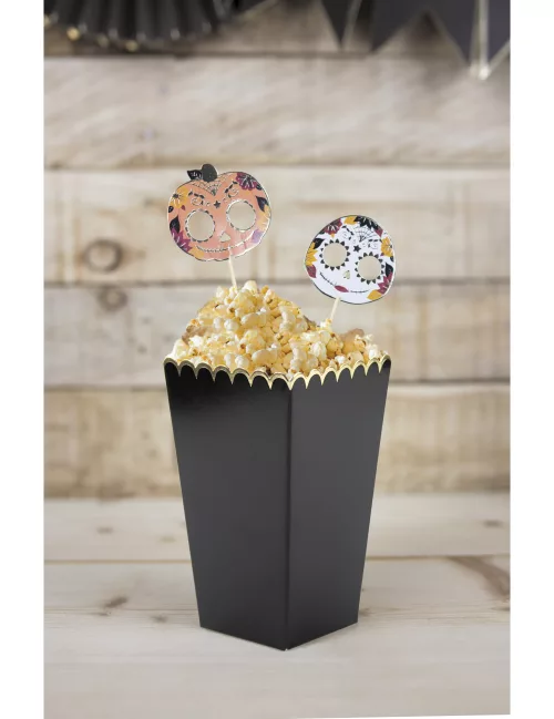 Photo du produit 8 Boîtes à pop-corn noires et or 12,5 x 7 cm