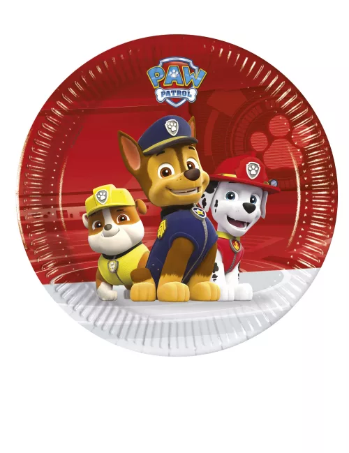 Photo du produit 8 Petites assiettes en carton Pat' Patrouille prêt pour l'action 20 cm