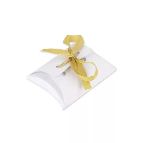 Photo du produit 10 Boites blanches avec ruban satin or 10 x 7,5 cm