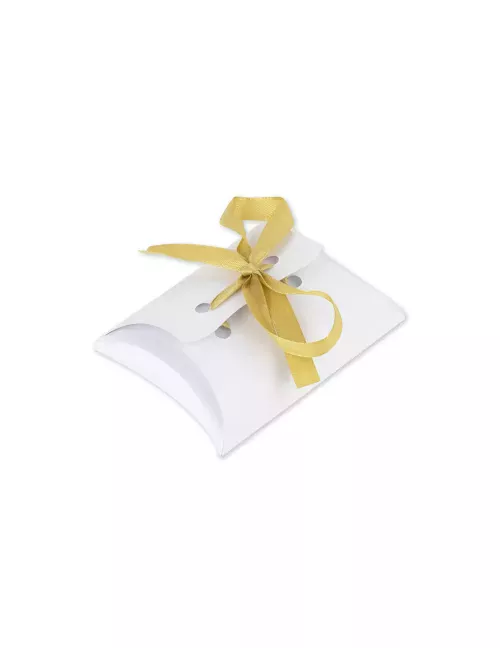 Photo du produit 10 Boites blanches avec ruban satin or 10 x 7,5 cm