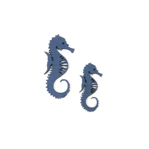 Photo du produit 10 Confettis en bois hippocampe bleus 6 et 4,5 cm