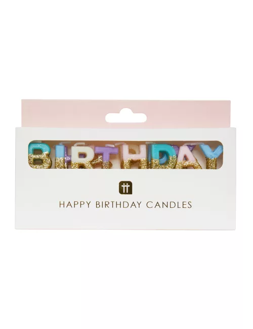 Photo du produit 13 Bougies Happy Birthday pastel et dorées