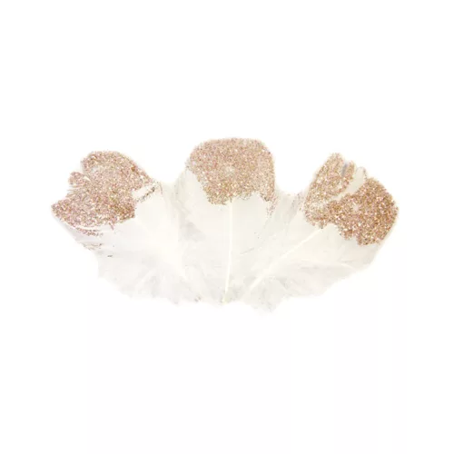 Photo du produit 25 Plumes pailletées blanches et rose gold 7,5 cm