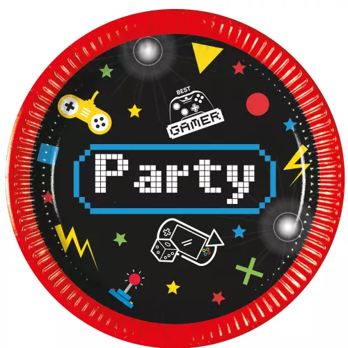Photo du produit 8 Petites assiettes en carton Gaming Party 20 cm
