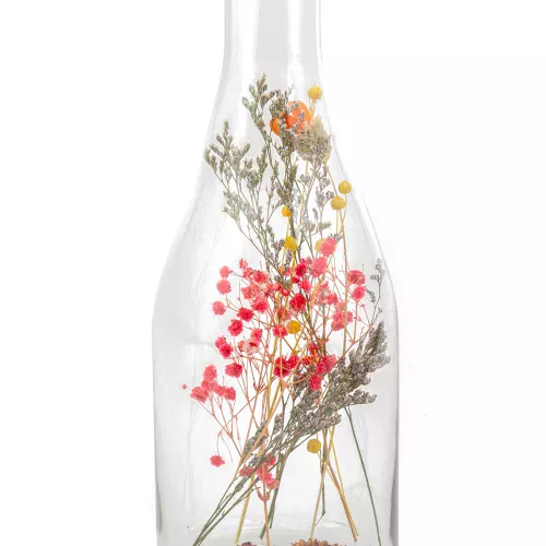 Photo du produit Bouteille avec fleurs séchées colorées 12 x 32 cm