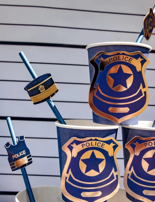 Photo du produit 12 Pailles police marine et or 19,5 cm