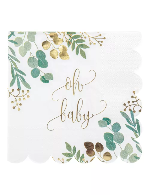 Photo du produit 16 Serviettes en papier Oh Baby eucalyptus dorure 33 x 33 cm