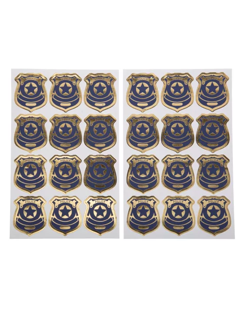 Photo du produit 24 Stickers badge de police marine et or 4 cm