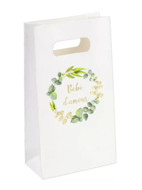 Photo du produit 6 Sachets à goodies Bébé d'amour eucalyptus dorure or 10 x 18 x 5 cm