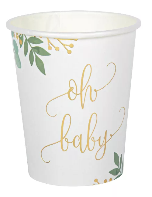 Photo du produit 8 Gobelets en carton Oh Baby eucalyptus dorure 250 ml