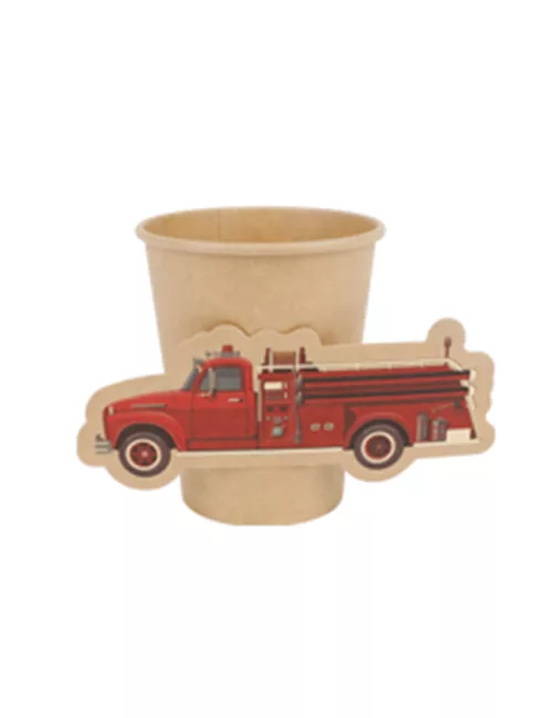 Photo du produit 8 Gobelets en kraft pompier rouge et or 255 ml