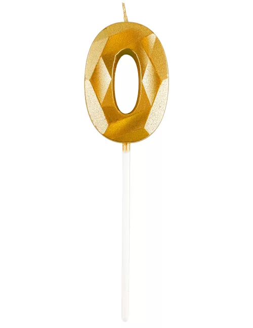 Photo du produit Bougie chiffre dorée effet diamant 5 cm