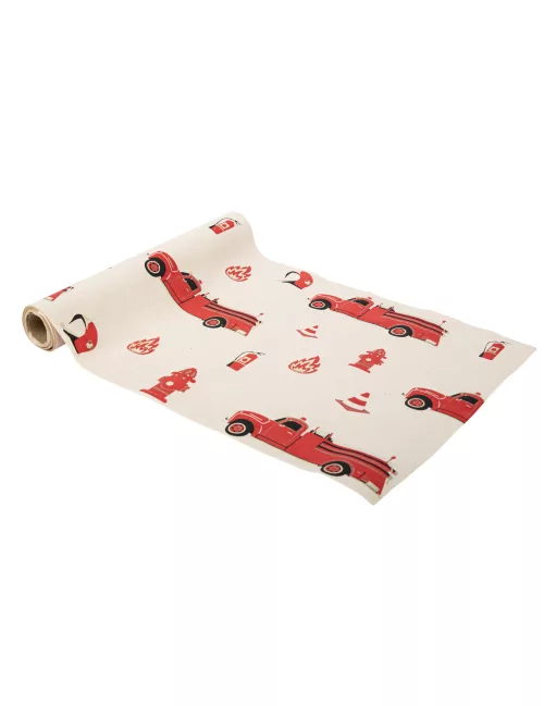Photo du produit Chemin de table en suédine pompier rouge et or 28 cm x 3 m