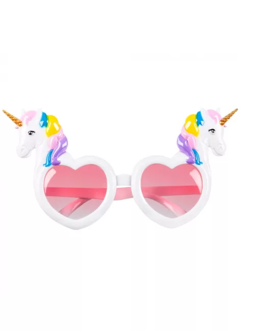 Photo du produit Lunettes coeurs blanches avec licornes adulte